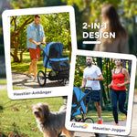 Dog Buggy, Foldable, Storage Basket, Sunshade, Blue Oxford