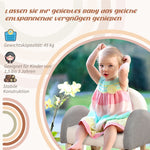 Toddler Rocking Chair, Faux Sheepskin, Eucalyptus Wood, Grey+Pink+Cream