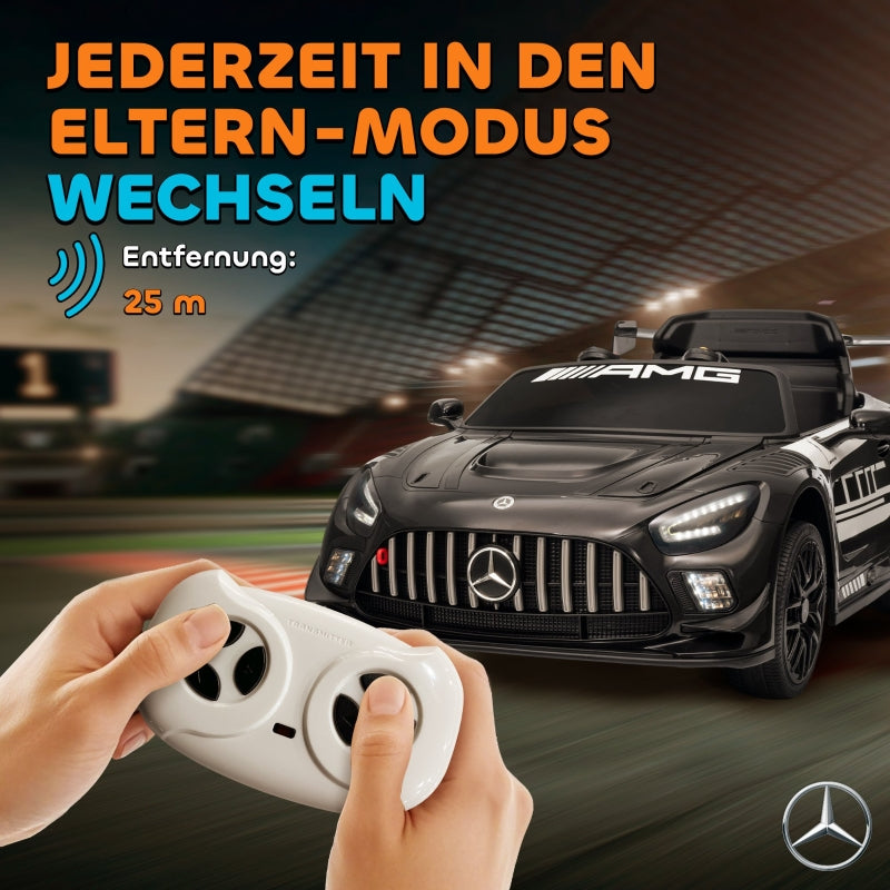 Mercedes Electric Ride-On Car with 12V Battery and LED Lights, Black