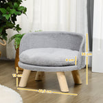 PawHut Dog Bed Cat Bed Sofa with Non-Slip Wooden Feet and Cushion, Grey