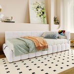 Daybed 90x200cm LED Hydraulic Storage USB White Imitation Fleece