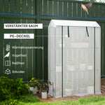 Greenhouse with Shelves, Roller Door, UV Protection, Steel, White