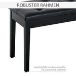 Piano Stool Bench with Storage, Rubber Wood Black Faux Leather