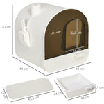 Cat Litter Box with Hood, Litter Mat, Plastic, White
