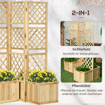 Balcony Screen Room Divider 133x165cm 3-Piece 4 Flower Boxes Weatherproof Natural Color