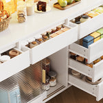 Modern Tall Cabinet with LED & App Control, Pegboard Storage - White