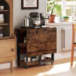Folding Dining/Kitchen Table for 2-4 People, 2 Open Shelves, Portable, Rustic Brown