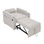 3-in-1 Sofa Bed Slide-to-Transform USB Charging - Beige