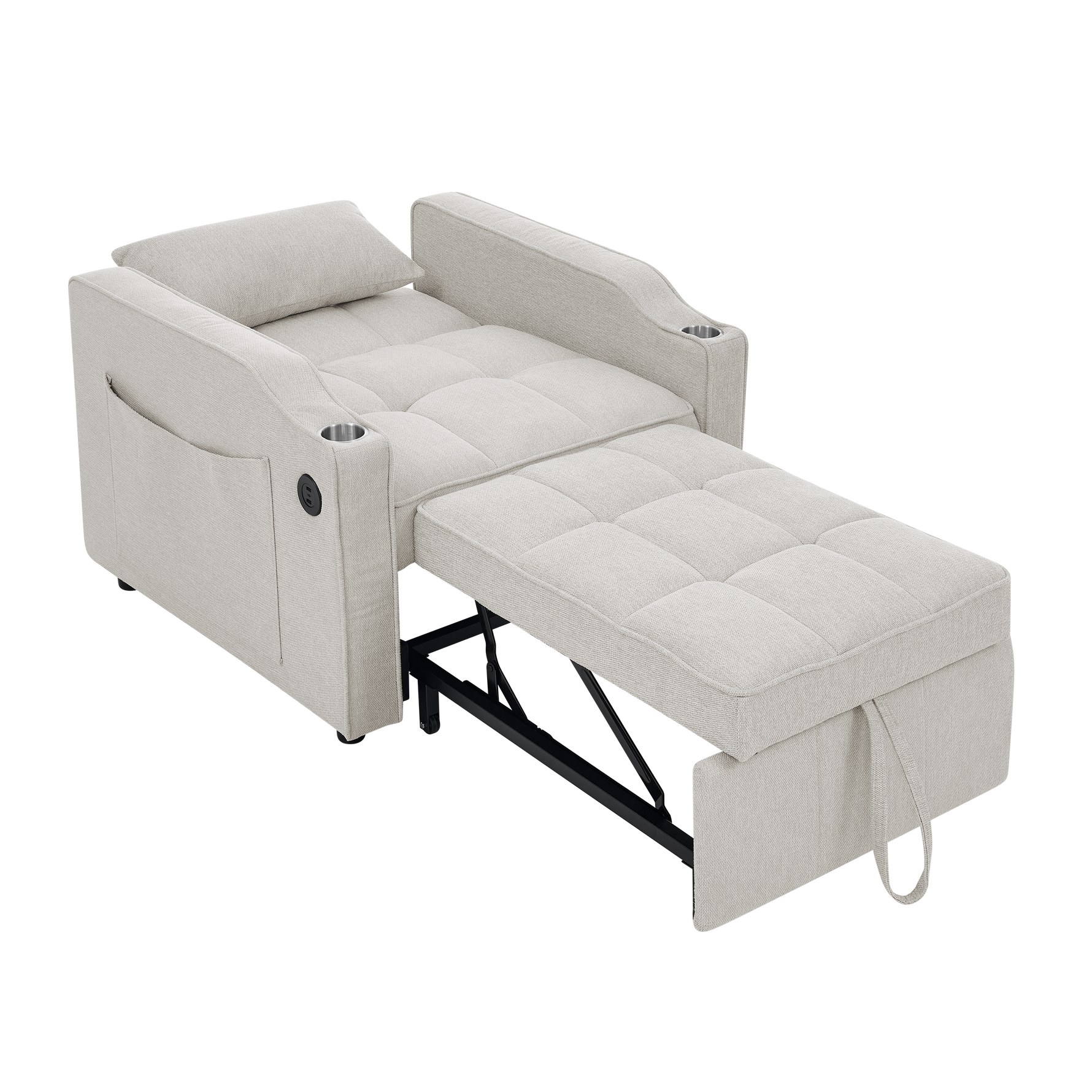 3-in-1 Sofa Bed Slide-to-Transform USB Charging - Beige