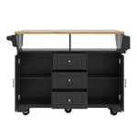 Kitchen Island Sideboard 120cm Extendable Trolley Towel Rail Spice Rack 2 Doors 3 Drawers Black/White