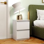 Bedside Table, 2 Drawers Storage Nightstand, White