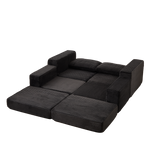 Corduroy 2-in-1 Sofa Bed with Removable Footstool and Modular Design, Corduroy