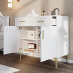 Modern sideboard with 2 doors and 2 drawers, metal