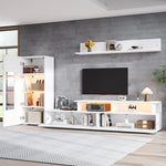 3-Piece TV Wall Unit Set with LED Lighting and High-Gloss Finish, White