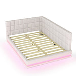 Sofa Bed, Upholstered 160*200 Multifunctional with LED, USB, Linen Fabric Beige
