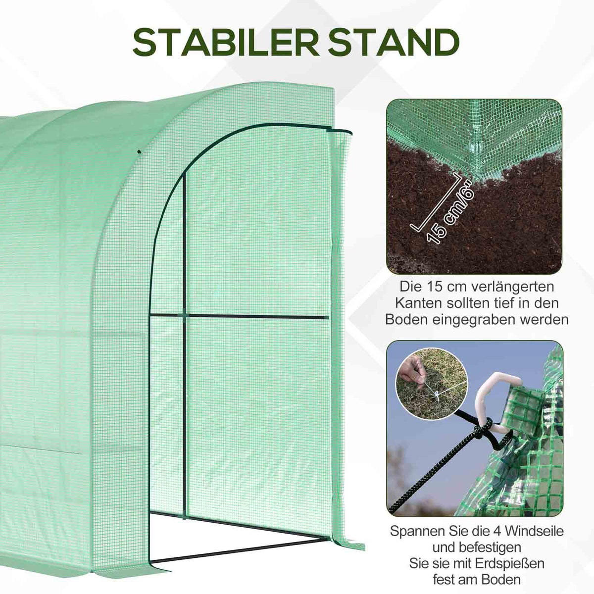 Greenhouse, Shelves Windows Winter-Proof Steel, Green
