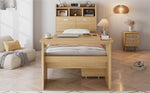 Children's Single Bed 90x200cm with Drawer & Table, Natural Wood