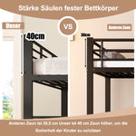Bunk Bed 90x200cm with Desk, LED & Storage Drawers, Metal