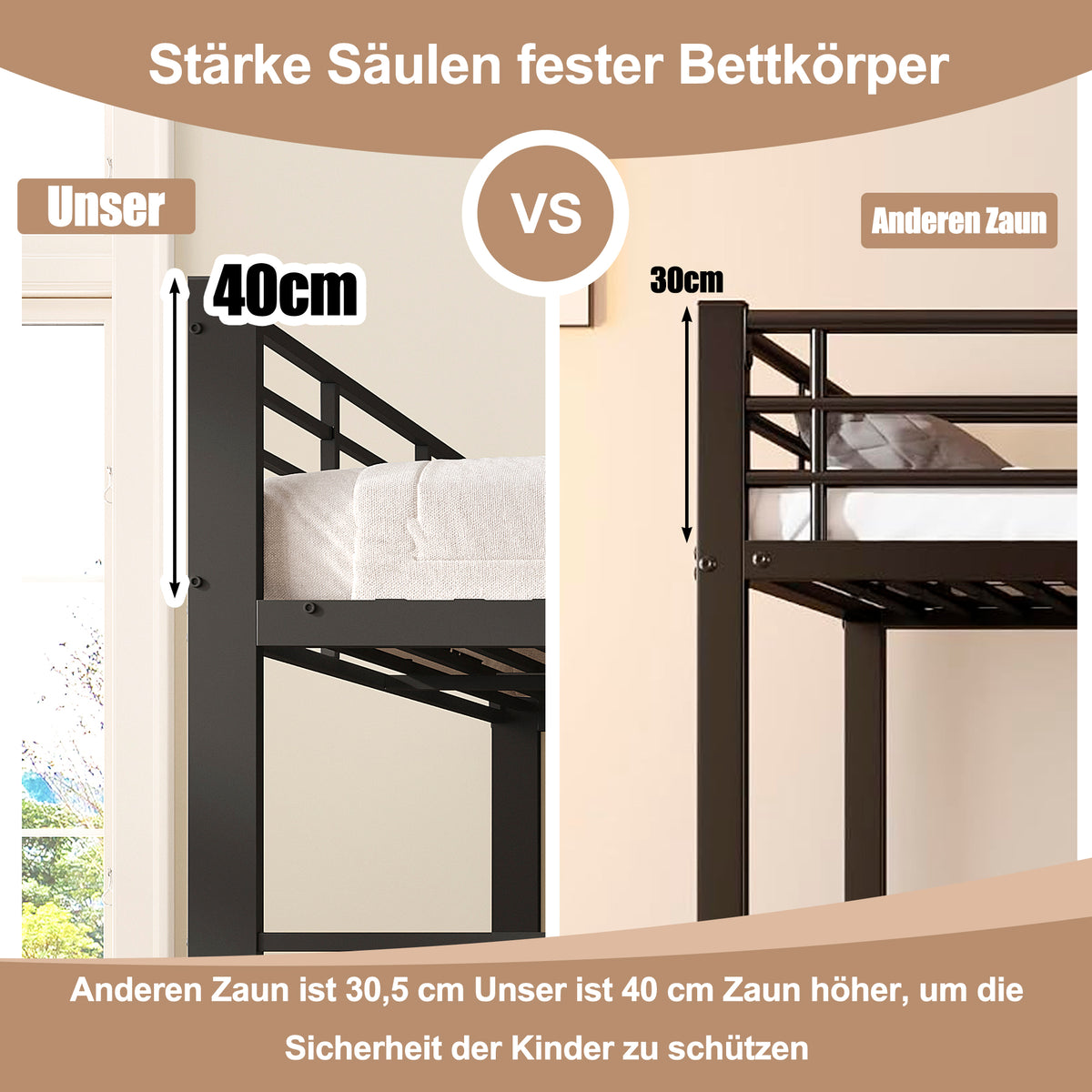 Kids House Loft Bed 90x200cm with Slide & LED, Pink Metal