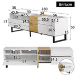 Modern TV Cabinet, Minimalist Design 180x50x38cm, White & Wood Look