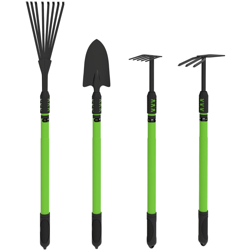 Garden Tool Set, 4 Pieces, Shovel, Hoe, Rake, Fir Wood