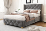 Upholstered Bed 90x200cm with Slatted Frame, Grey Velvet