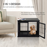 Dog House Table Top Indoor Cage, MDF Metal, Black