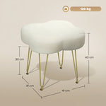 Footstool, Cloverleaf Shape, Fabric, Cream White
