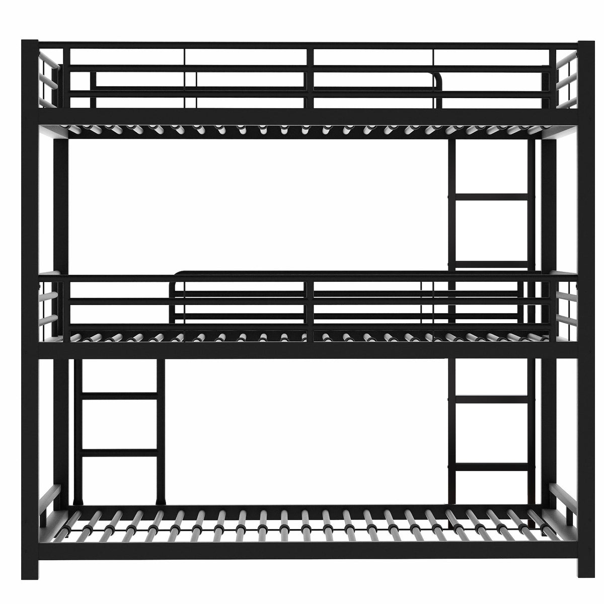 Triple Bunk Bed 90x200cm Metal for Children & Adults, Black