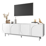 TV Cabinet, 175x38x56 cm Adjustable Shelves Lowboard, White