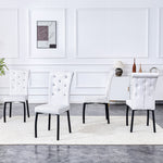 Set of 2 Dining Seats Soft Retro Crocodile Pattern Crystal Clasps White and Black Faux Leather