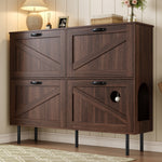 Narrow shoe cabinet with 3 flaps and pet toy storage, for hallway use