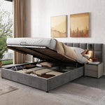 Upholstered Bed 160x200cm Hydraulic Storage Lamp USB - Velvet Grey