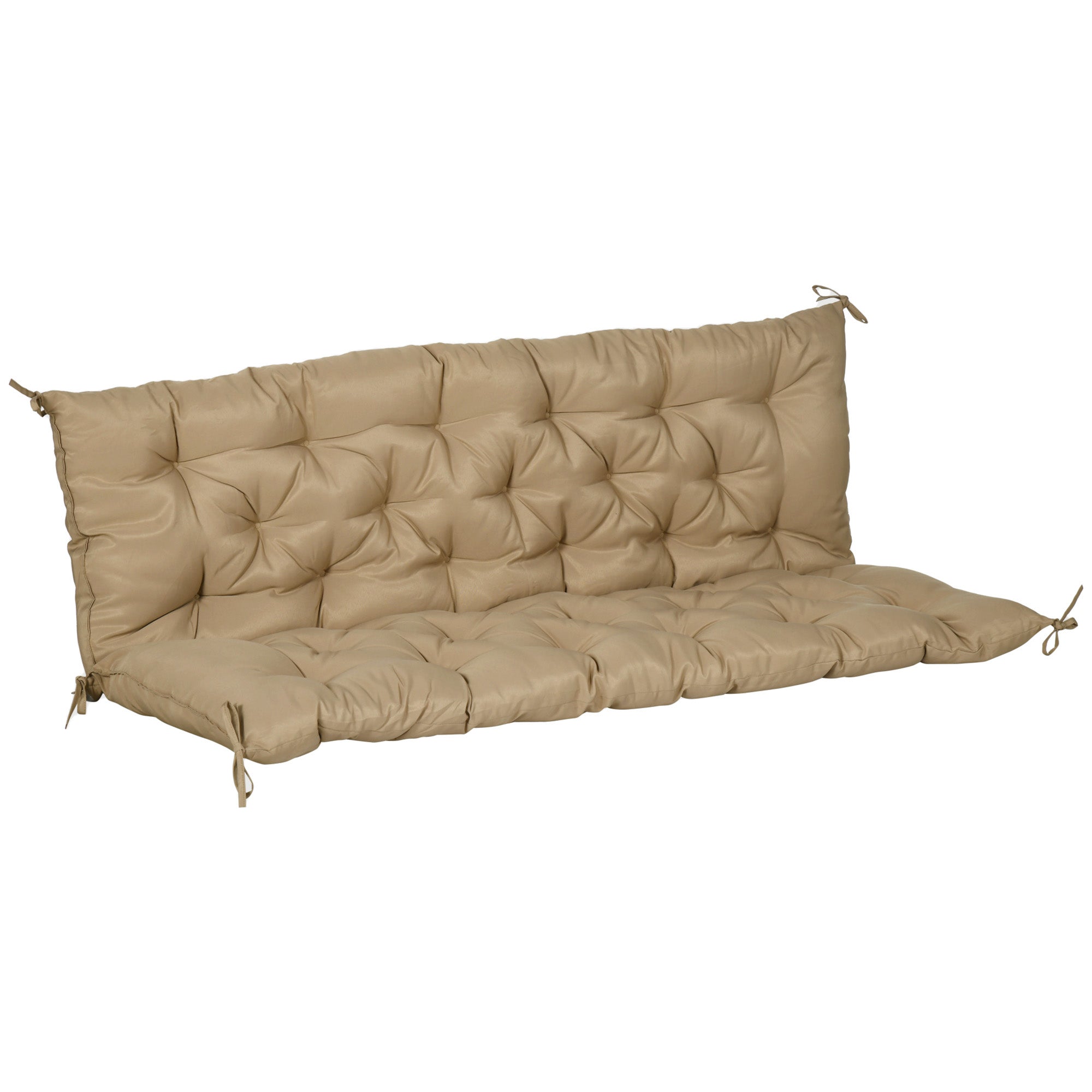 3-Seater Bench Cushion 150x98x8 cm with Ties, Khaki