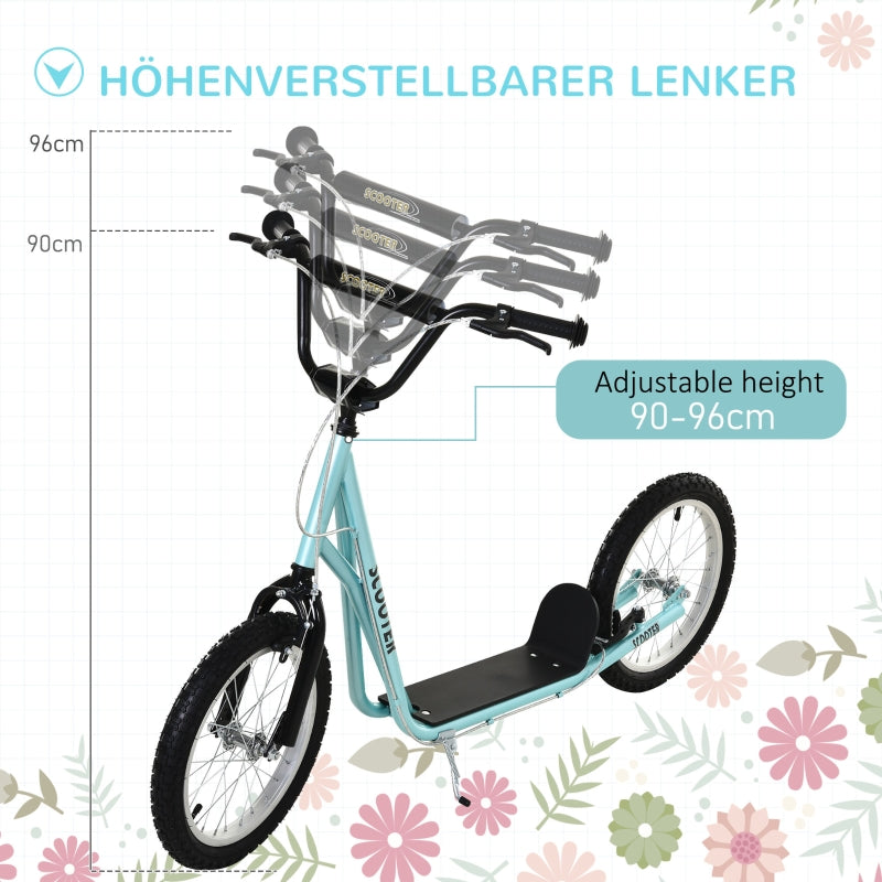 Children's Scooter with Brake and Height Adjustable Lightweight Frame, Light Blue