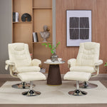 Massage Chair with 5-Point Massager & Ottoman, PU Upholstery, Beige