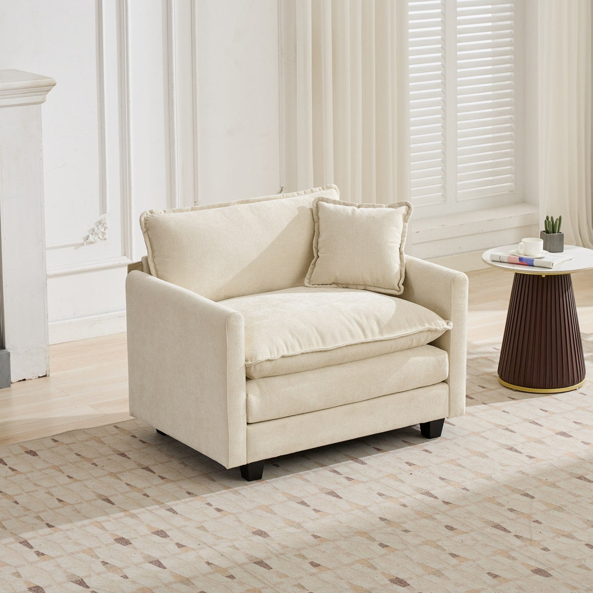 Cloud Sofa One Seat Modern Sectional Upholstered Cushion - Chenille Beige