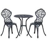 Bistro Set for 2, Balcony Set with Table & 2 Chairs, Black