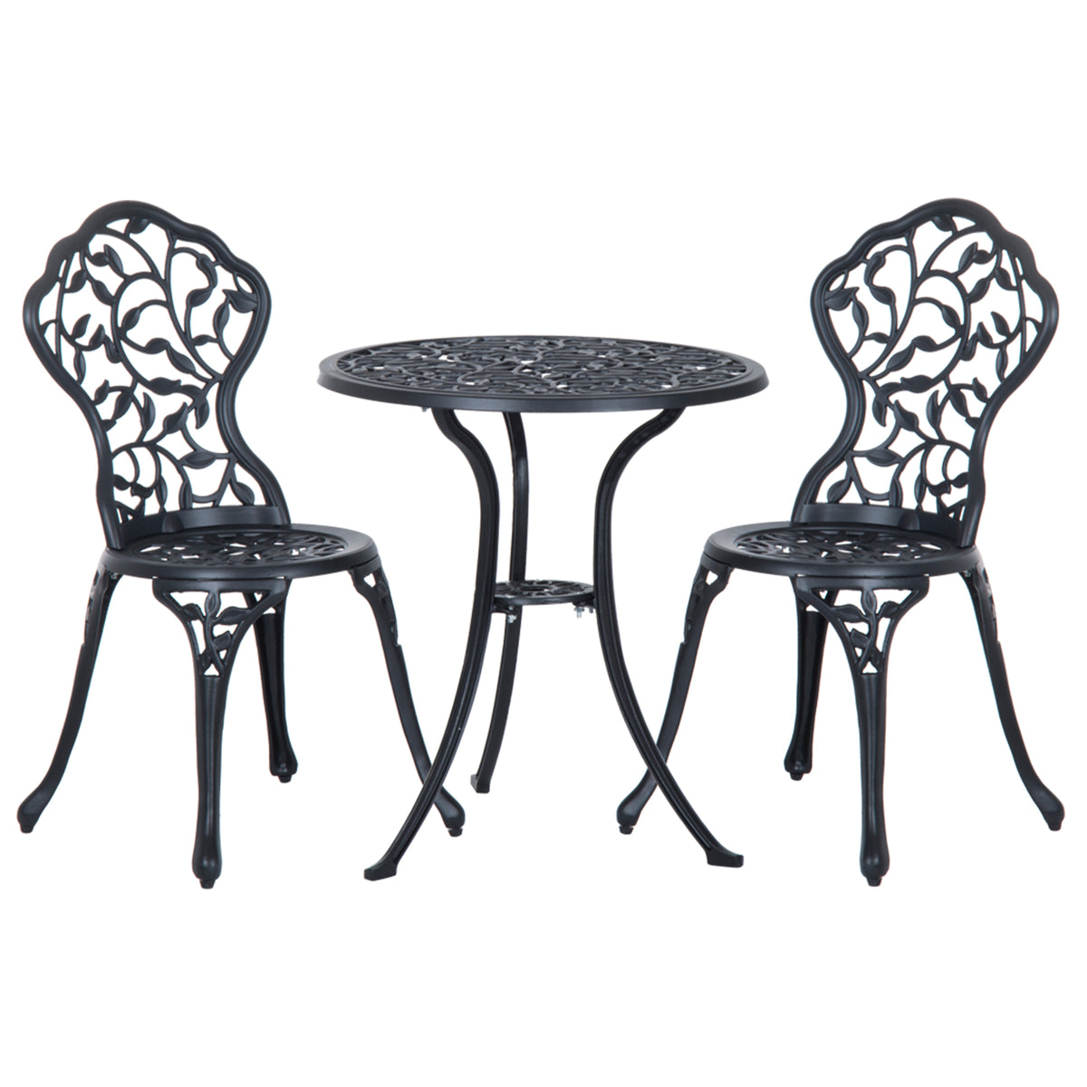 Bistro Set for 2, Balcony Set with Table & 2 Chairs, Black