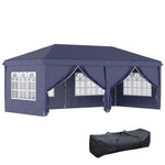 Folding Pavilion 5.85x2.95m UV Protection Side Walls Steel, Blue