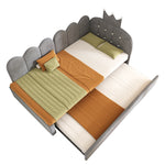 L-Shape Sofa Bed with Pull-Out Guest Bed and Crown Lattice Design, 90x200cm, Grey Velvet
