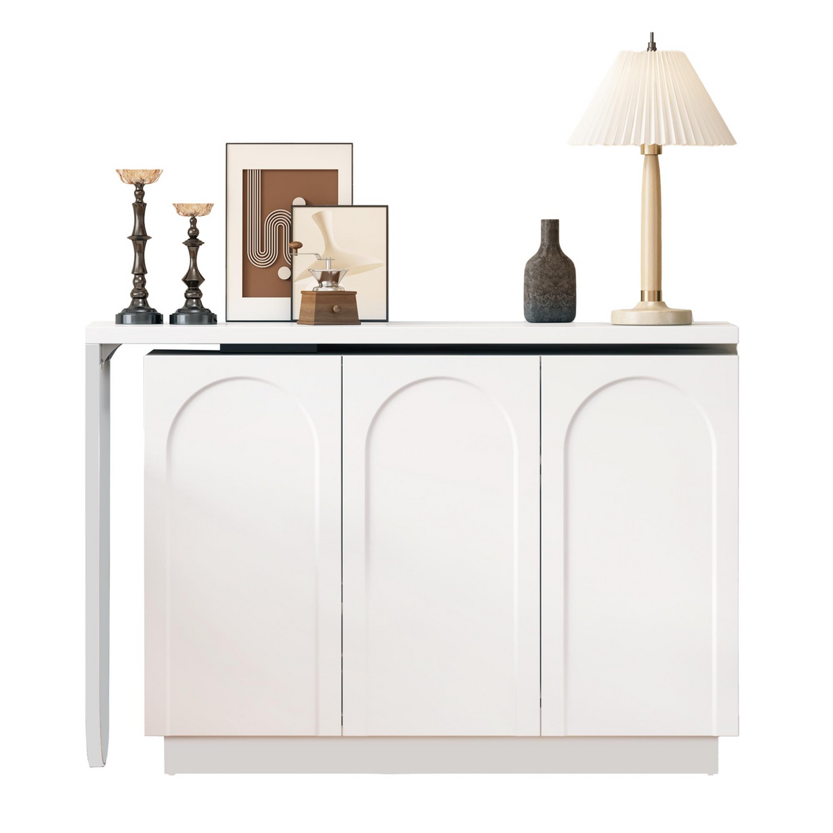 Desk, Rotating L-Shaped Corner Computer/Dressing Table 110 cm, White