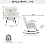 009B Rocking Chair, Upholstered with Retractable Footrest, White Teddy Fabric