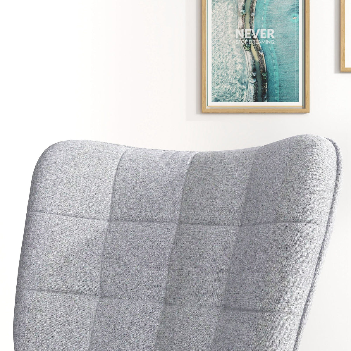 Rocking Chair with Stool, Armchair, Relaxing, 130 kg, Light Grey