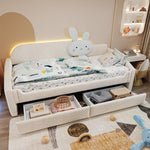 Children's Sofa Bed 90x200 with Storage & LED, Beige Velvet