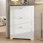 Shoe Cabinet with 3 Doors and Large Capacity, White Wood Look