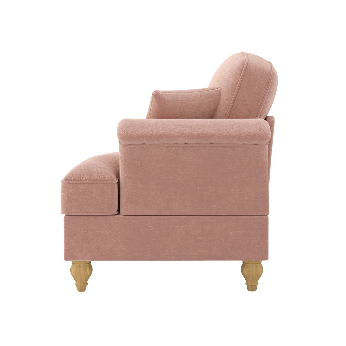 Windsor Sofa RSF with Removable Skirt and 1 Cushion, Pink Chenille