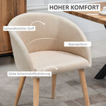 2 Upholstered Chairs Scandinavian Wooden Legs Non-Slip Pads - Beige