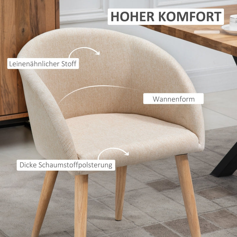 2 Upholstered Chairs Scandinavian Wooden Legs Non-Slip Pads - Beige