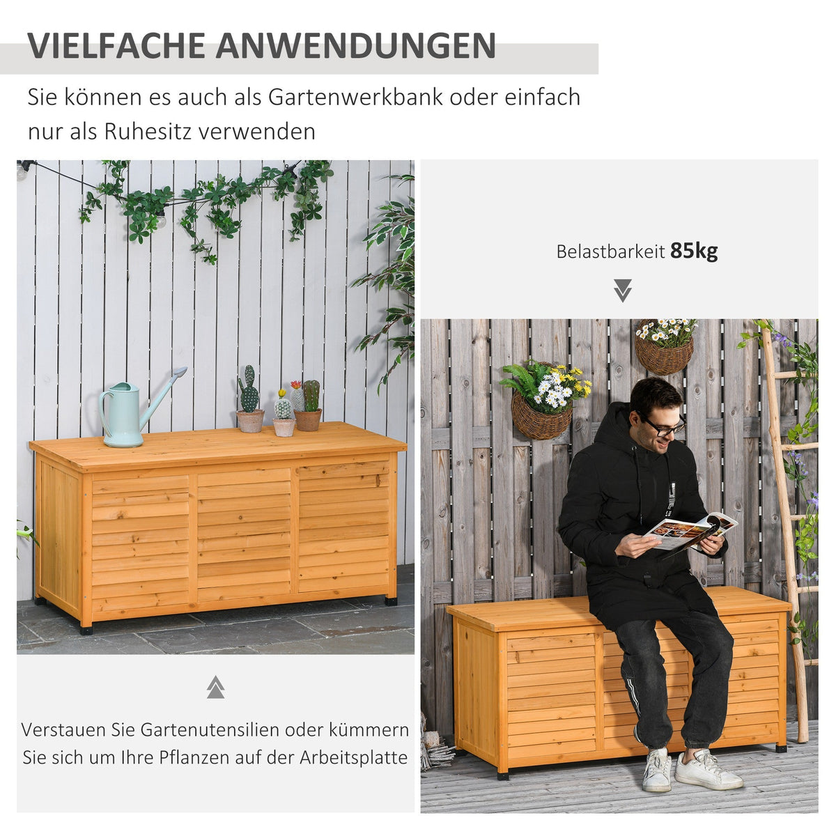 Garden Shed Tool Storage Cabinet Water-Resistant Durable Large Capacity 127x56x60cm Fir Wood Yellow